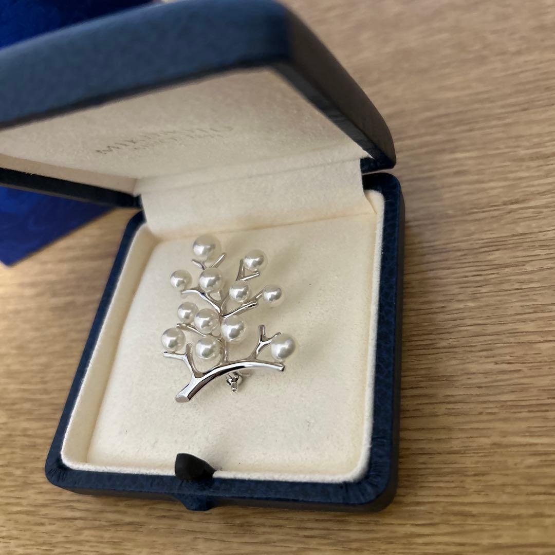 MIKIMOTO ミキモト　幸福の木　ラージ　真珠　パール　ブローチ　シルバー