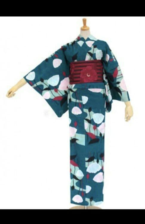 岡重　浴衣と帯の2点セット　日本製　ケシ