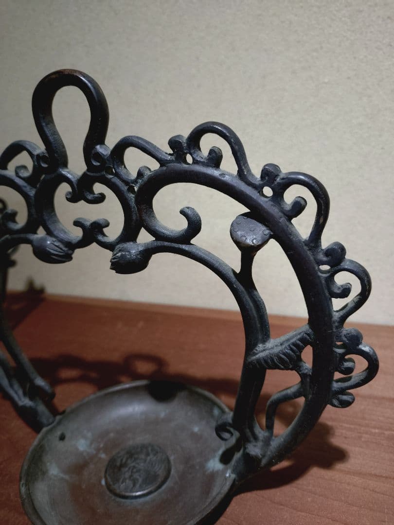 銅製 吊るし 蓮弁紋 灯火器一対 花器 花入れ 古道具 古民具 行燈 行火 灯明