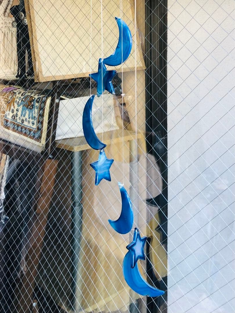 天然石メノー風鈴　ムーン月　スター星　ウィンドチャイム　サンキャッチャーNO2