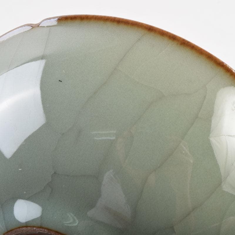 中国　哥窯　青磁　金糸鉄線　氷裂文　輪花皿　C　8994