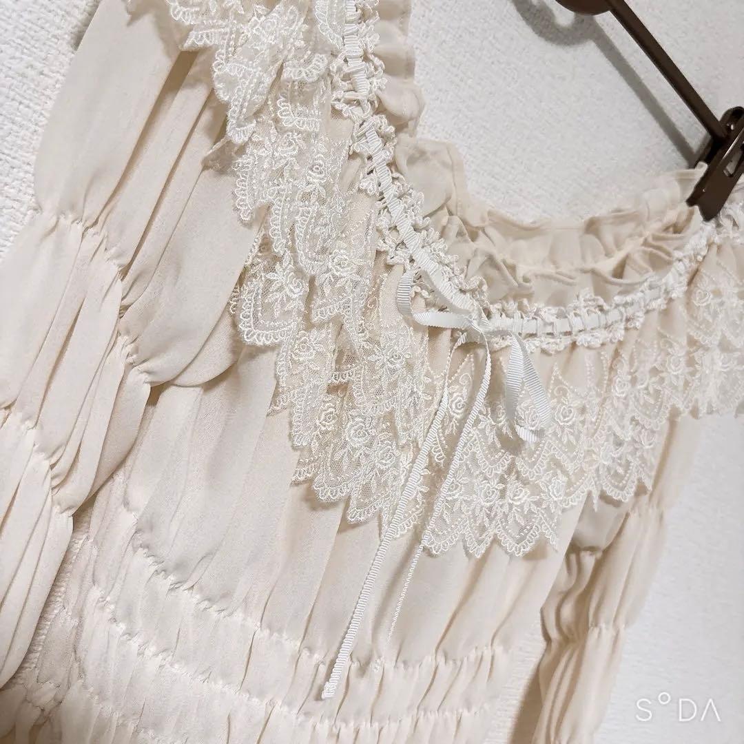 Millefleurs ジョーゼットとレースのブラウスアイボリー2014