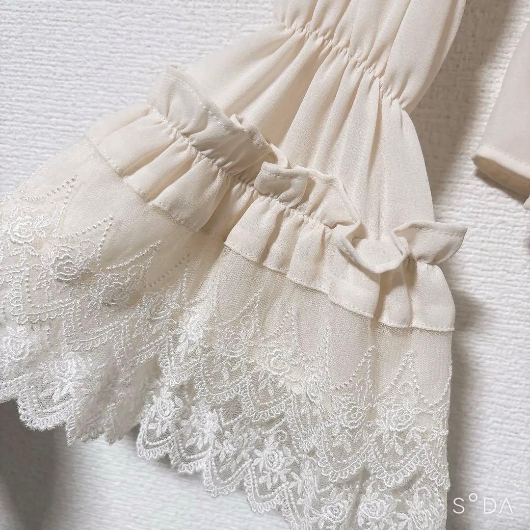 Millefleurs ジョーゼットとレースのブラウスアイボリー2014