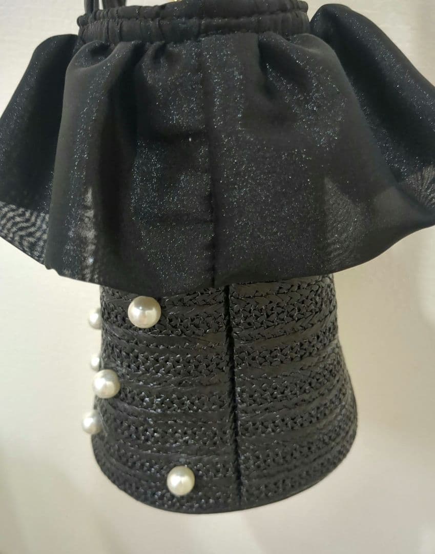 DIANA パール付きフリルショルダーバッグ　2way ハンドバック