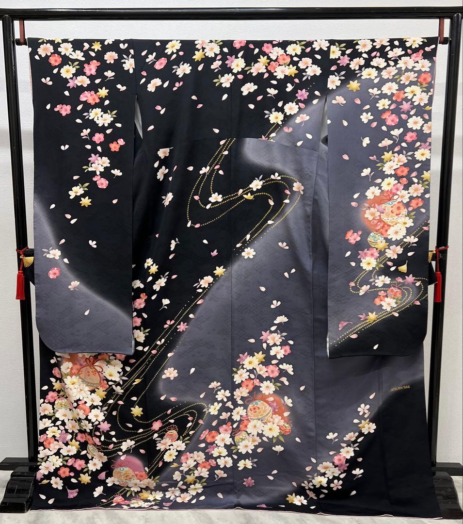 振り袖　フルセット　長襦袢付　成人式　パーティー　金彩加工　刺繍入り　723