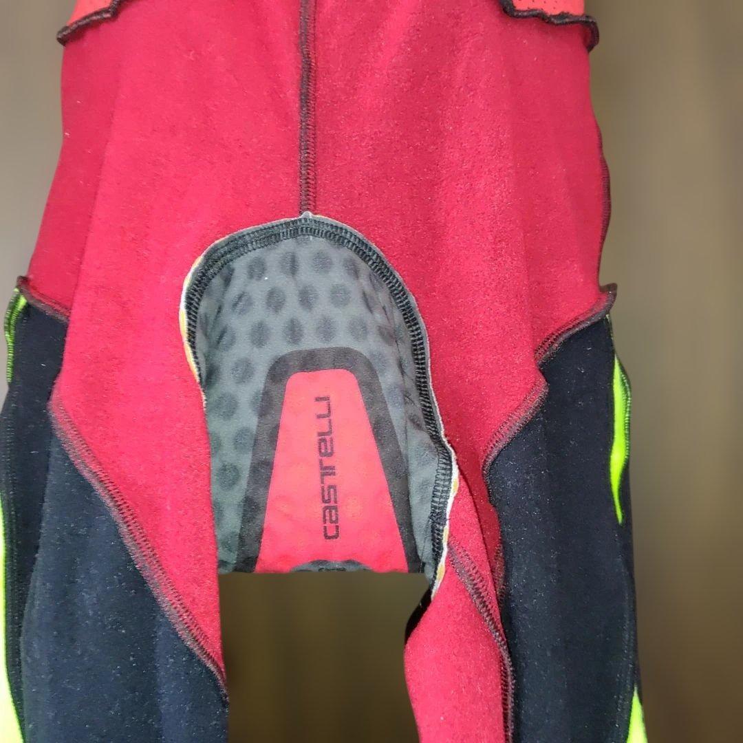 Castelli ビブタイツ ブラック/イエロー 裏起毛 防風 防寒