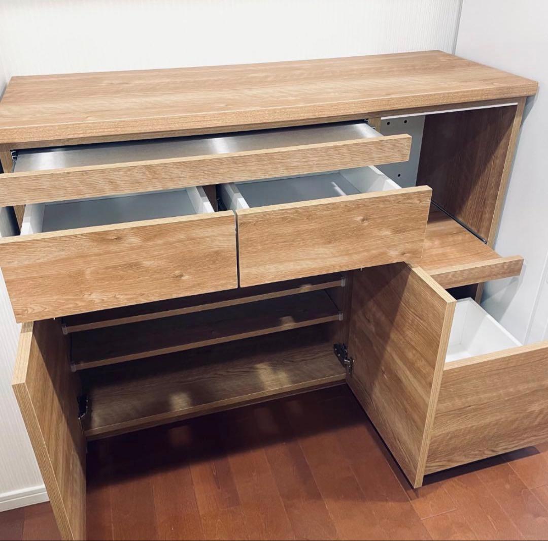 LOWYA　カップボード　幅120cm ステンレスカウンター　キッチン収納