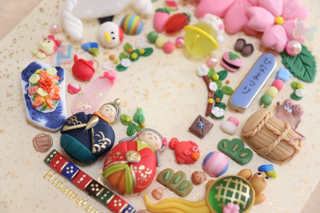 【現品のみ　なんて可愛いお雛様リース】　シーグラスアート