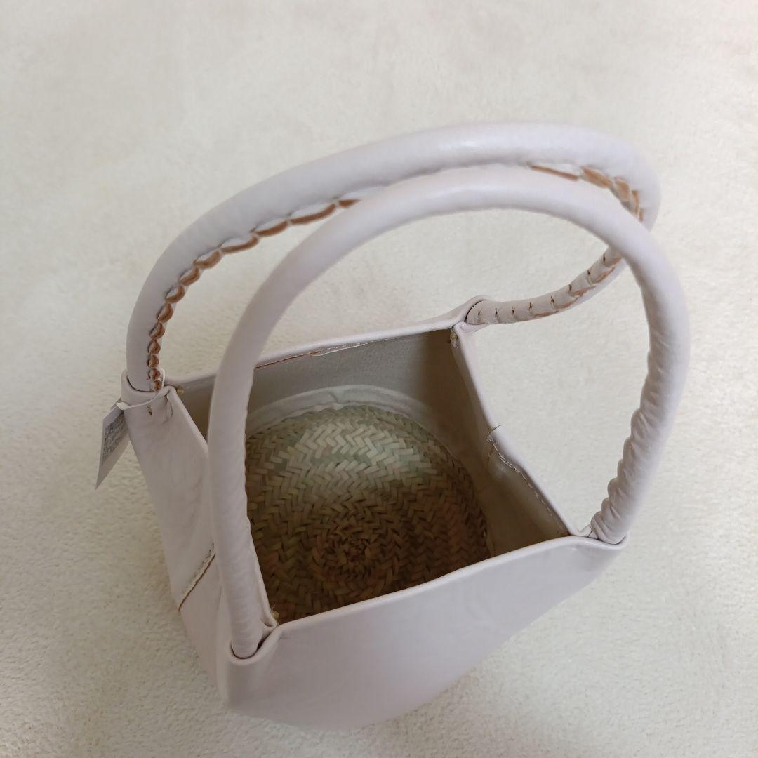 【未使用品】 HOUSE OF LOTUS　ワランワヤン レザーかご　ホワイト