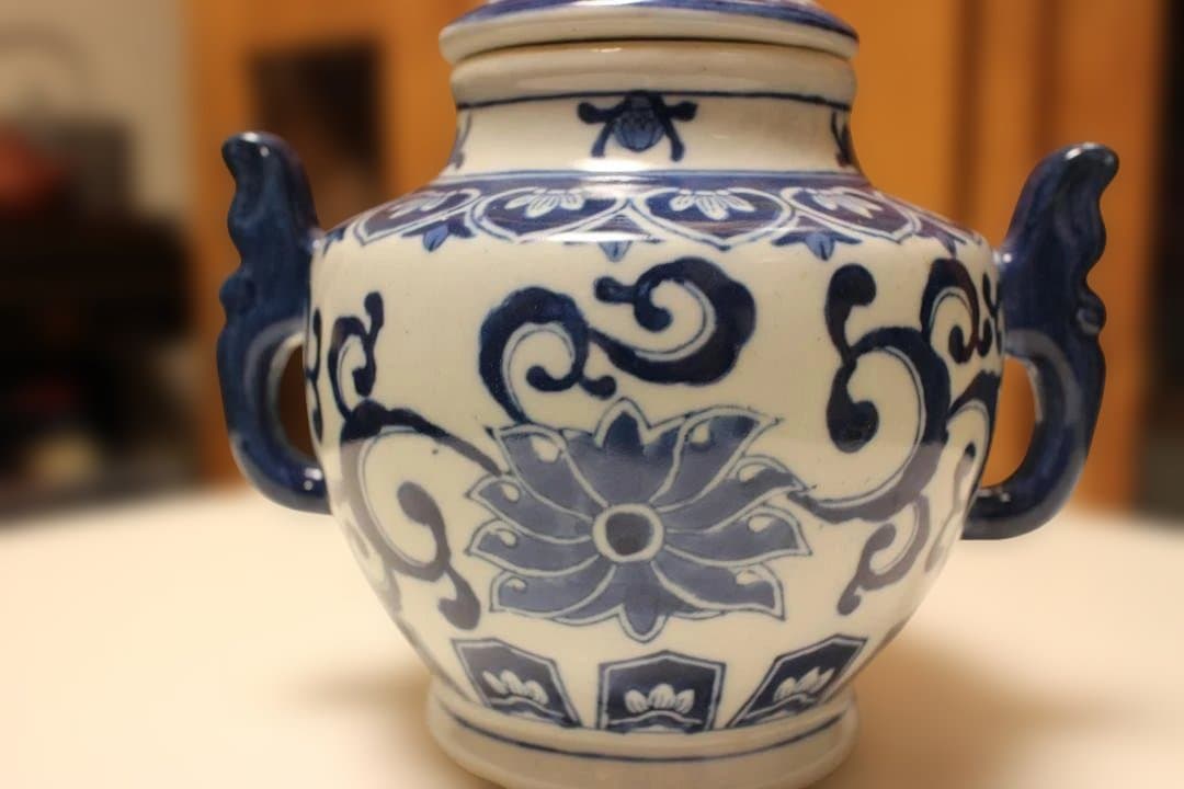 染付　　香炉　花瓶　壺　中国　乾隆年製　唐物