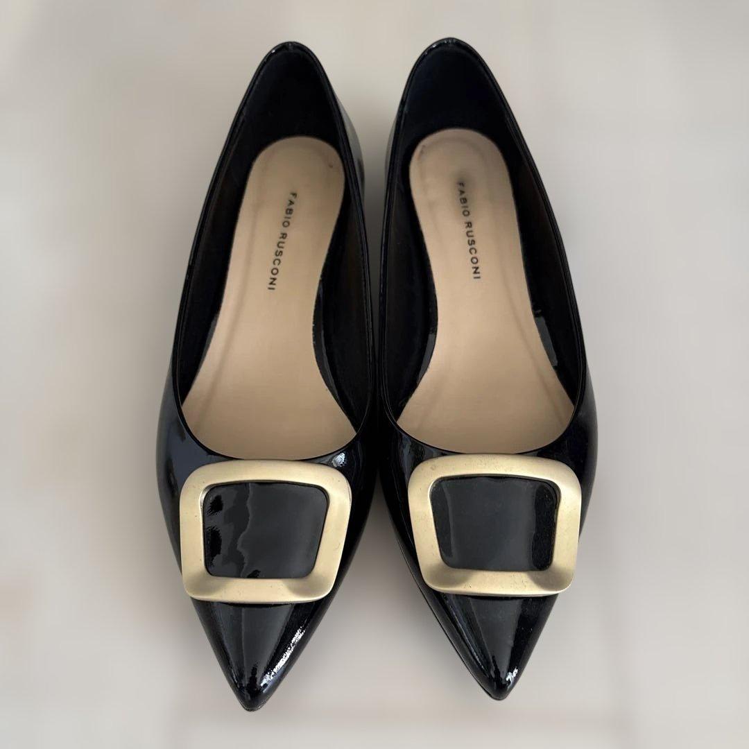 FABIO RUSCONI ブラック フラットシューズ