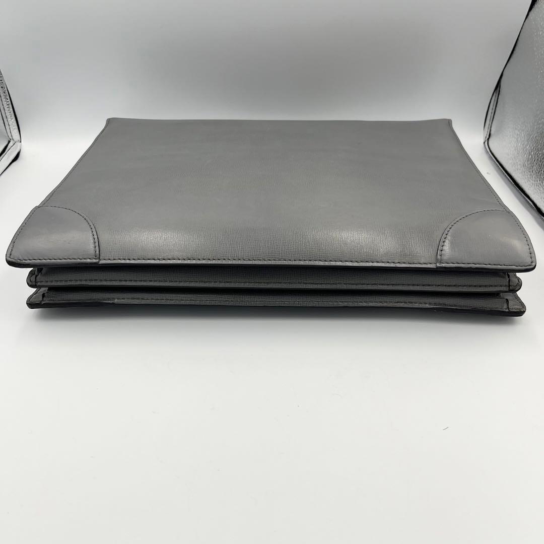 【希少カラー】Valextra ブリーフケース　ビジネスバッグ　2室　グレー