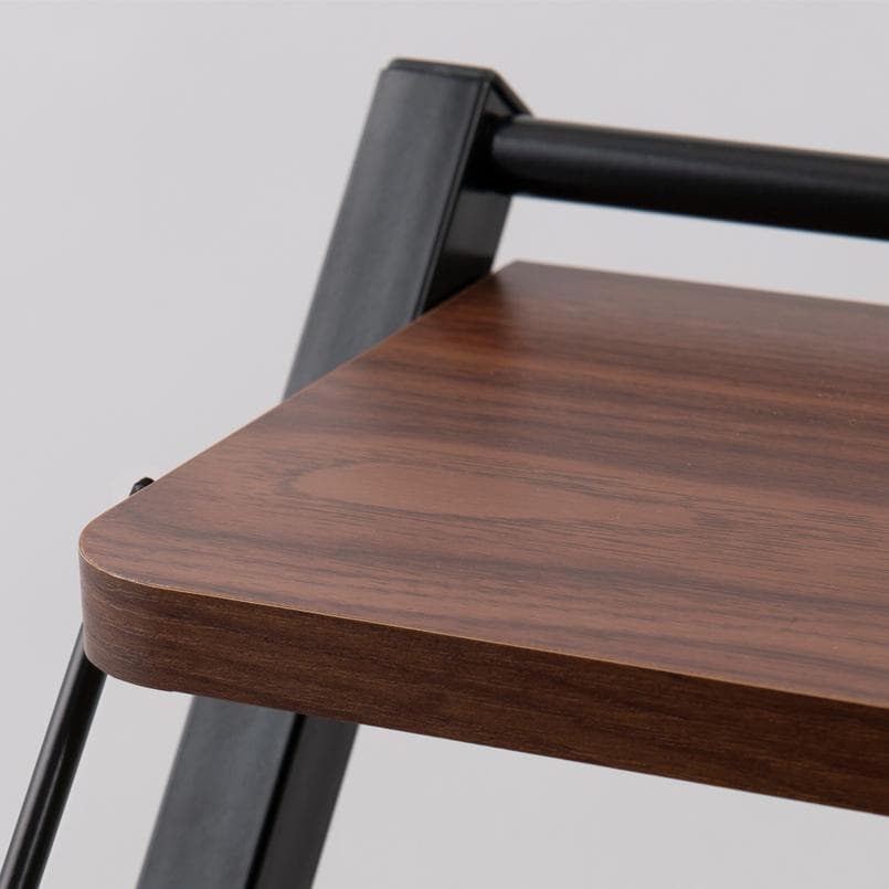 棚付き折りたたみデスク スチール×ブラウン木目 幅85