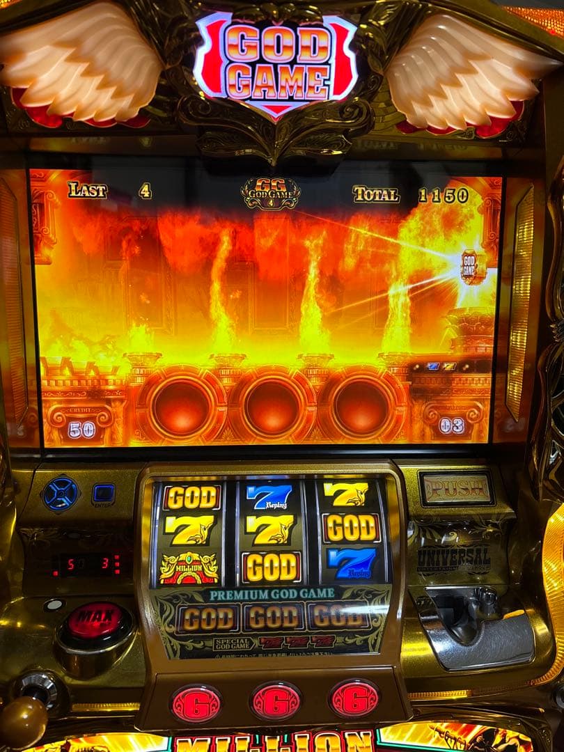 【なー送料無料】名機！ミリオンゴッド 神々の凱旋 ユニバーサル 不要機付