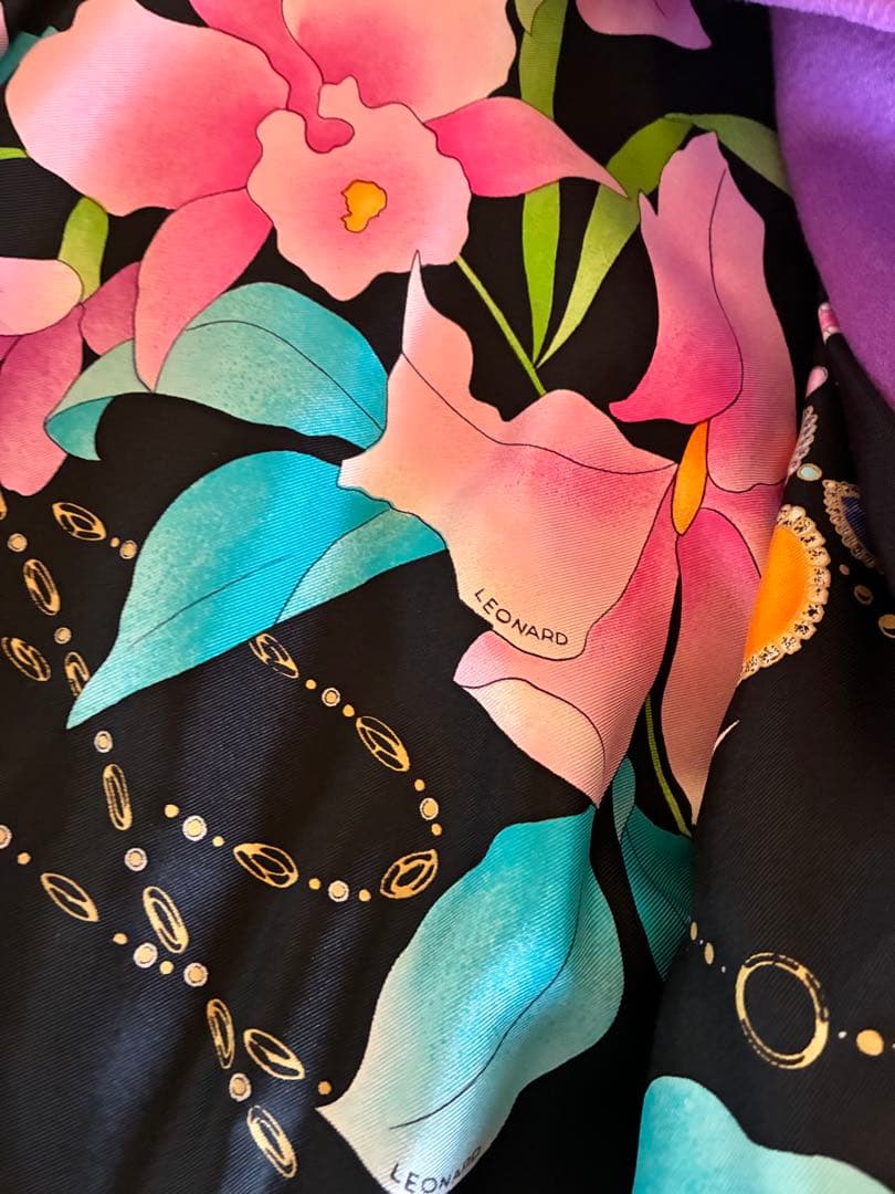 ピ*タ様 レオナール11号カシミヤ混コート パープル裏地シルクLEONARD