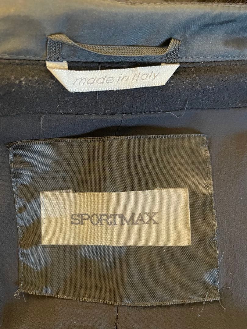 SPORTMAX フォックスファー付きブラックコート