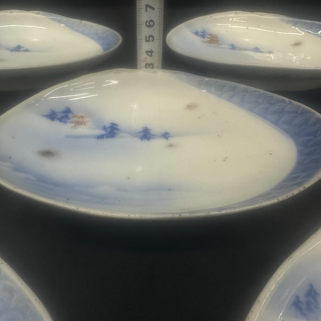 深川製磁　陶器　当時物　貝殻型　小皿　小鉢　　上品な絵柄