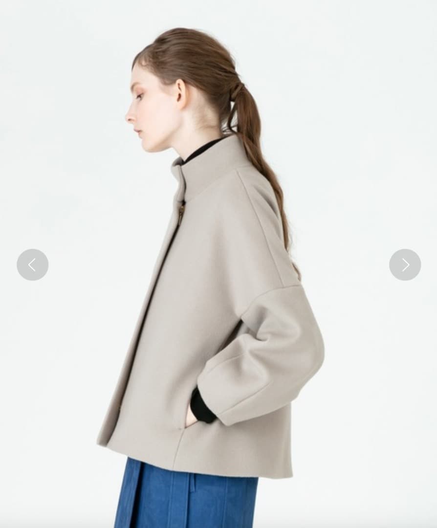 allureville ショートビーバースタンドコート グレー サイズ2(M)