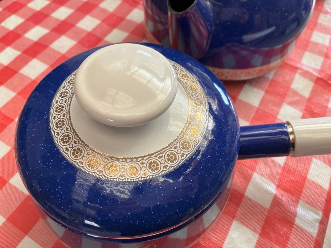 北欧　ホーローやかん、鍋、小鍋セット　GRAND BLUE