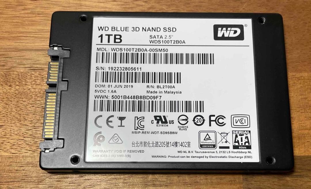 WD 2.5インチ SATA SSD 1TB 使用時間4709時間