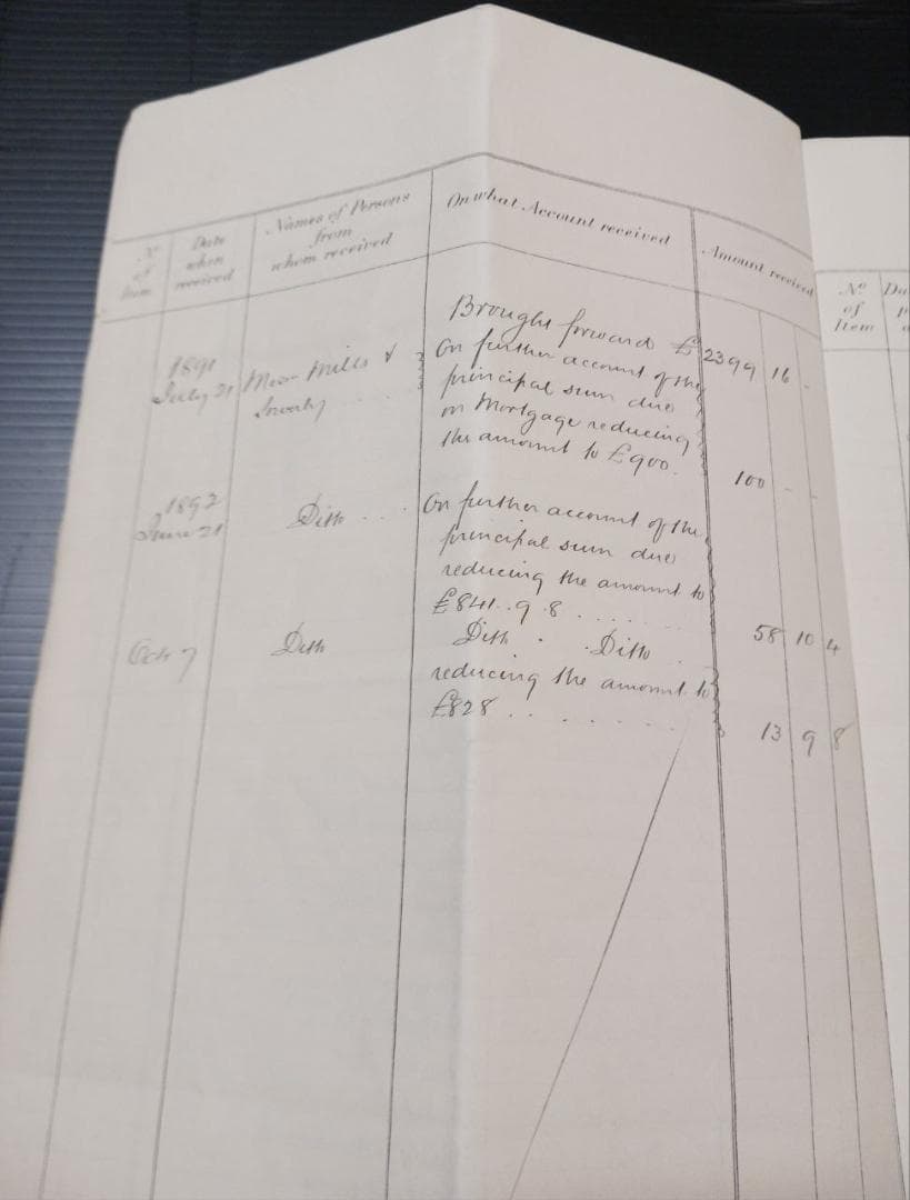 19世紀 英国 遺産会計帳 原本 手書き文書