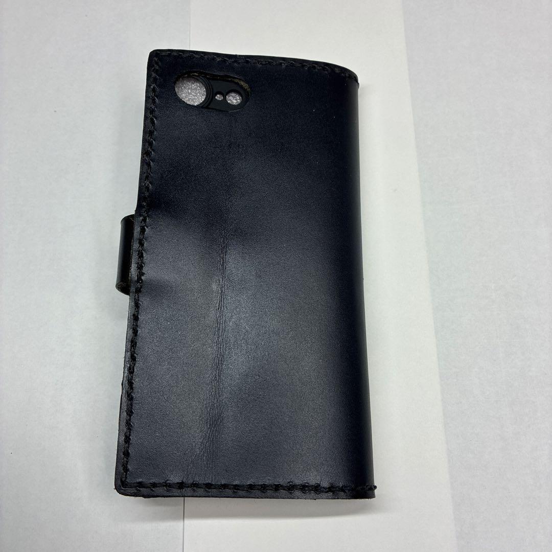 レザー手帳型ケース 黒　本革手縫　iPhone 16e