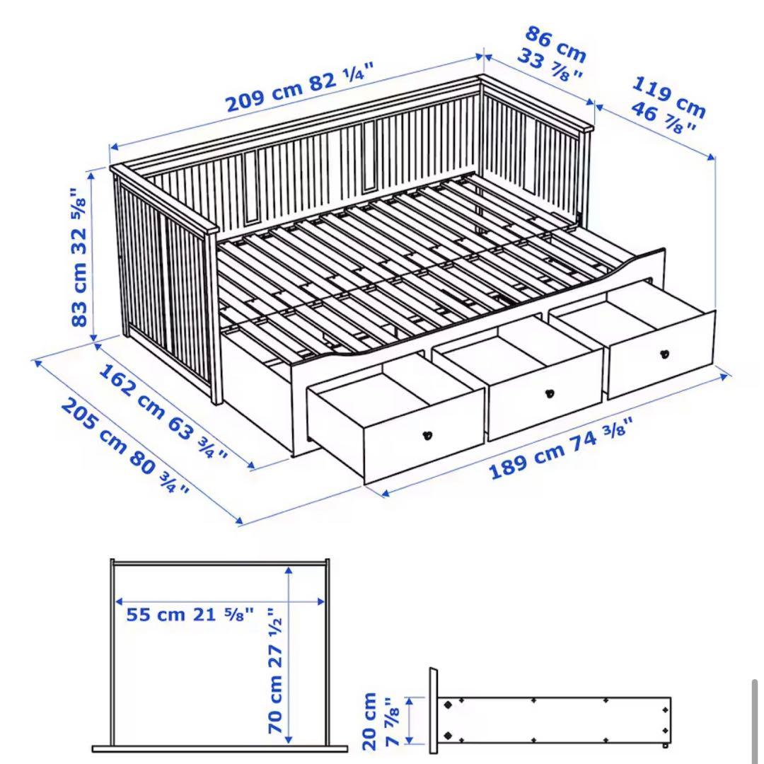 【直接引渡し限定】IKEA　HEMNES　ヘムネス　デイベッドフレーム　ホワイト