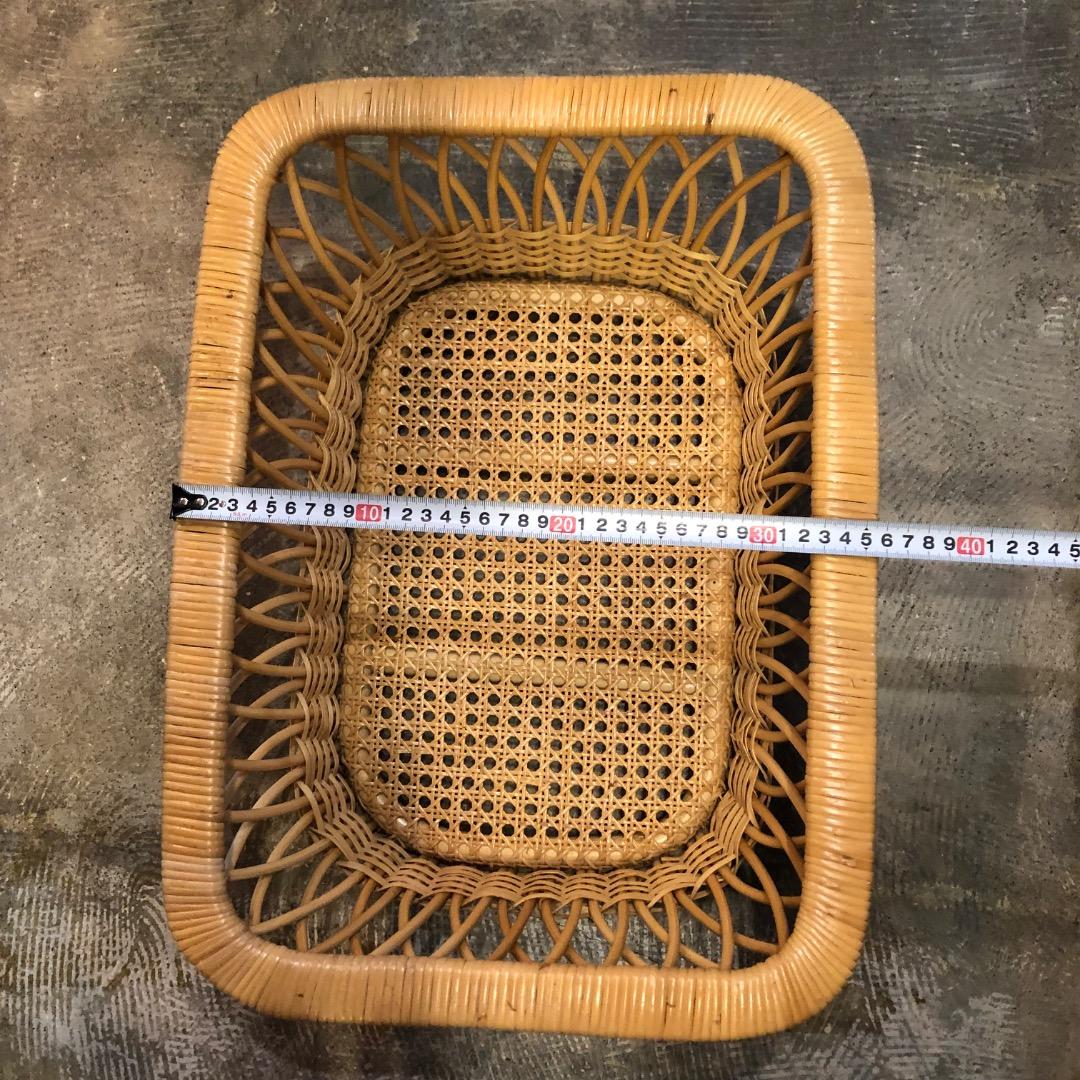 ラタンバスケット　　籠　カゴ　四角　フリーバスケット　ランドエリーバスケット