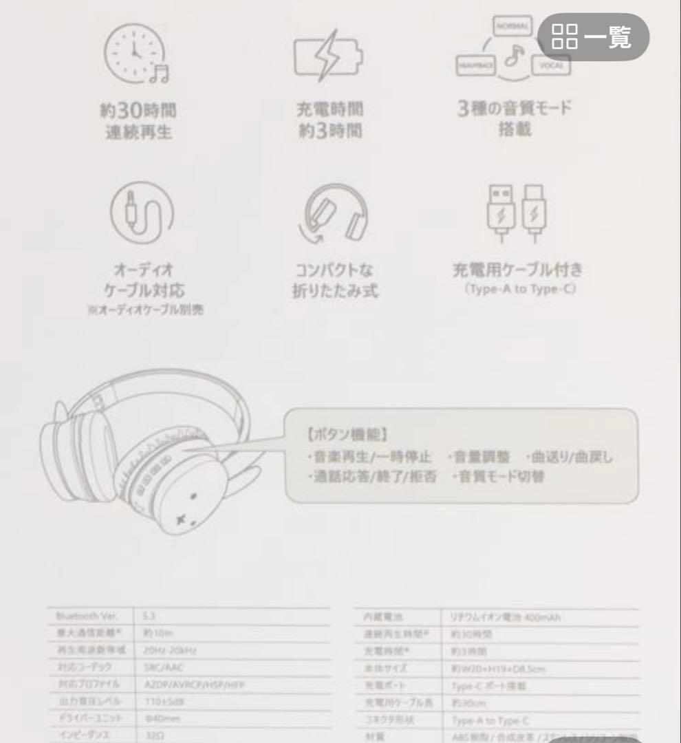 miffy 70th anniversary ワイアレス ヘッドホーン