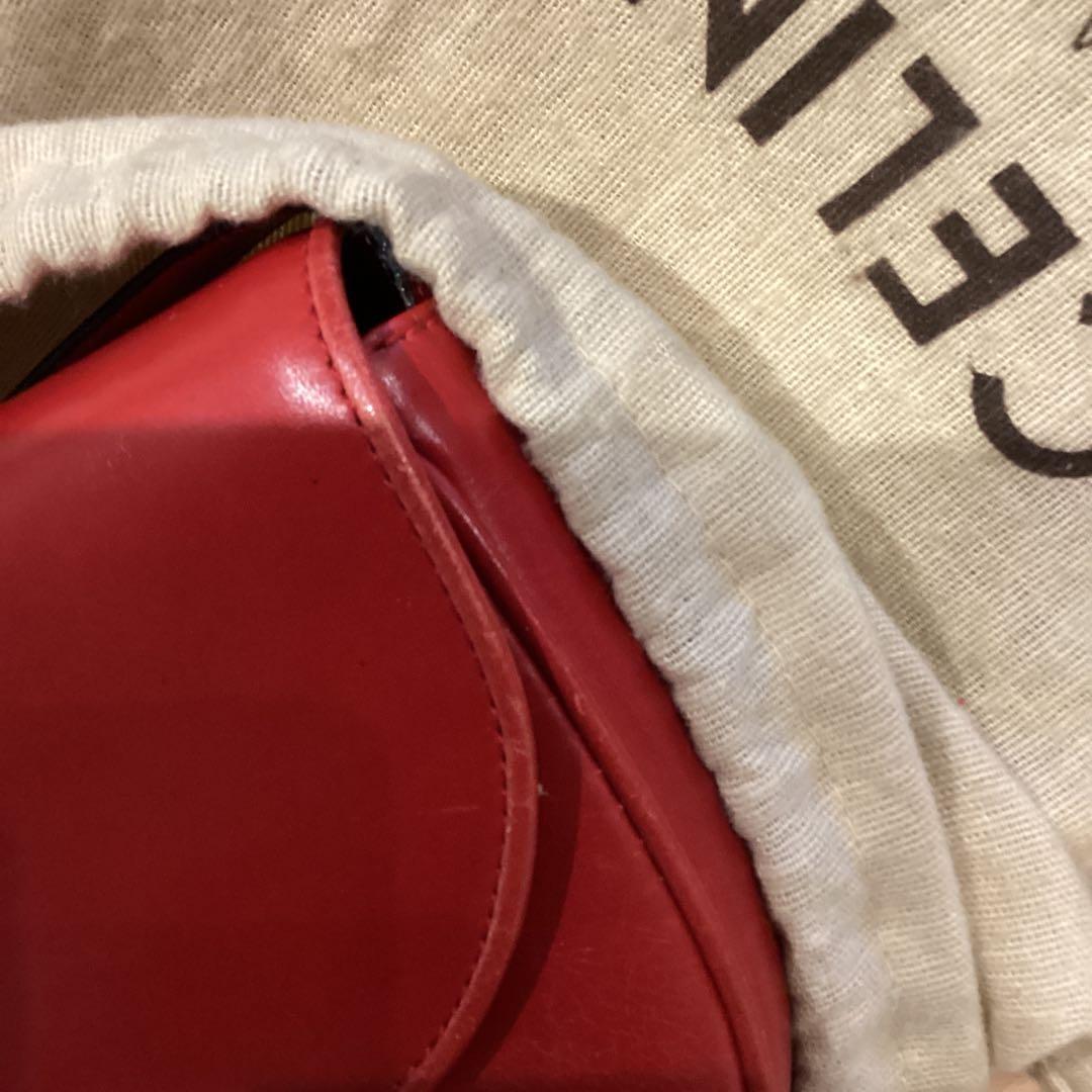CELINE レザー ショルダーバッグ レッド