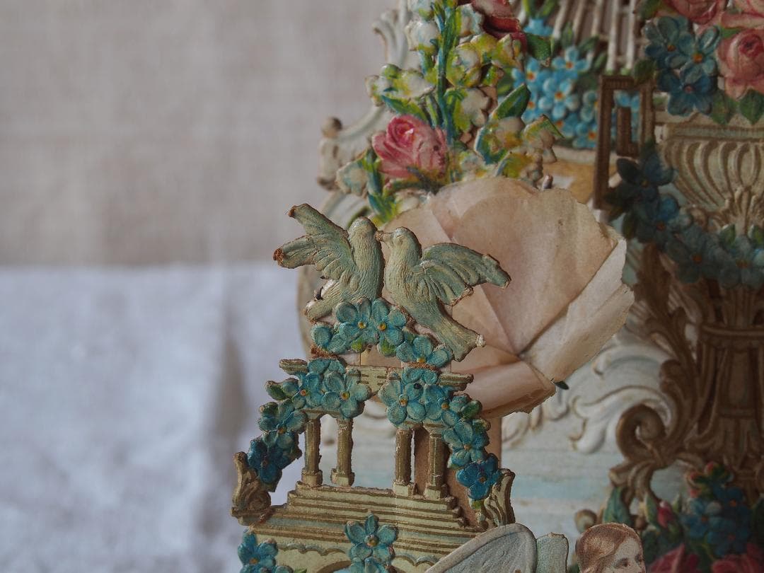 天使と花の装飾のペーパーデコレーション ヴィクトリアン期ペーパークラフトK400