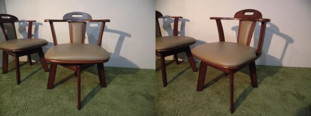 送料無料【新品】★高級回転肘付ダイニングチェア【4脚セット】ダークブラウン