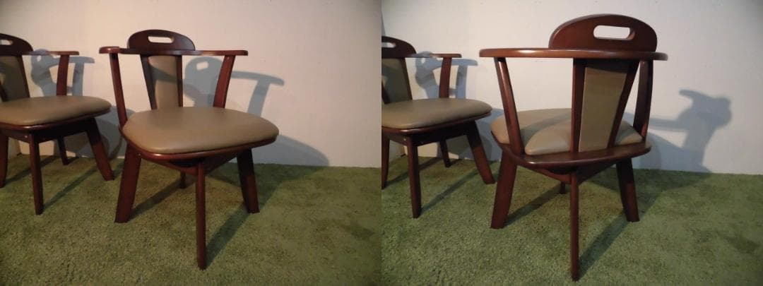 送料無料【新品】★高級回転肘付ダイニングチェア【4脚セット】ダークブラウン