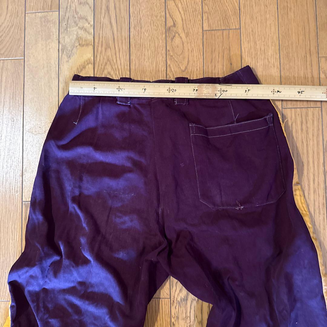 60's ヴィンテージ ベースボールシャツ&パンツ エンジ色　ボタンフライパンツ