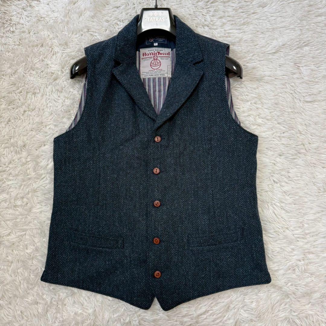 極美品/XL✨ザダファーオブセントジョージ×ハリスツイード ベスト ヘリンボーン