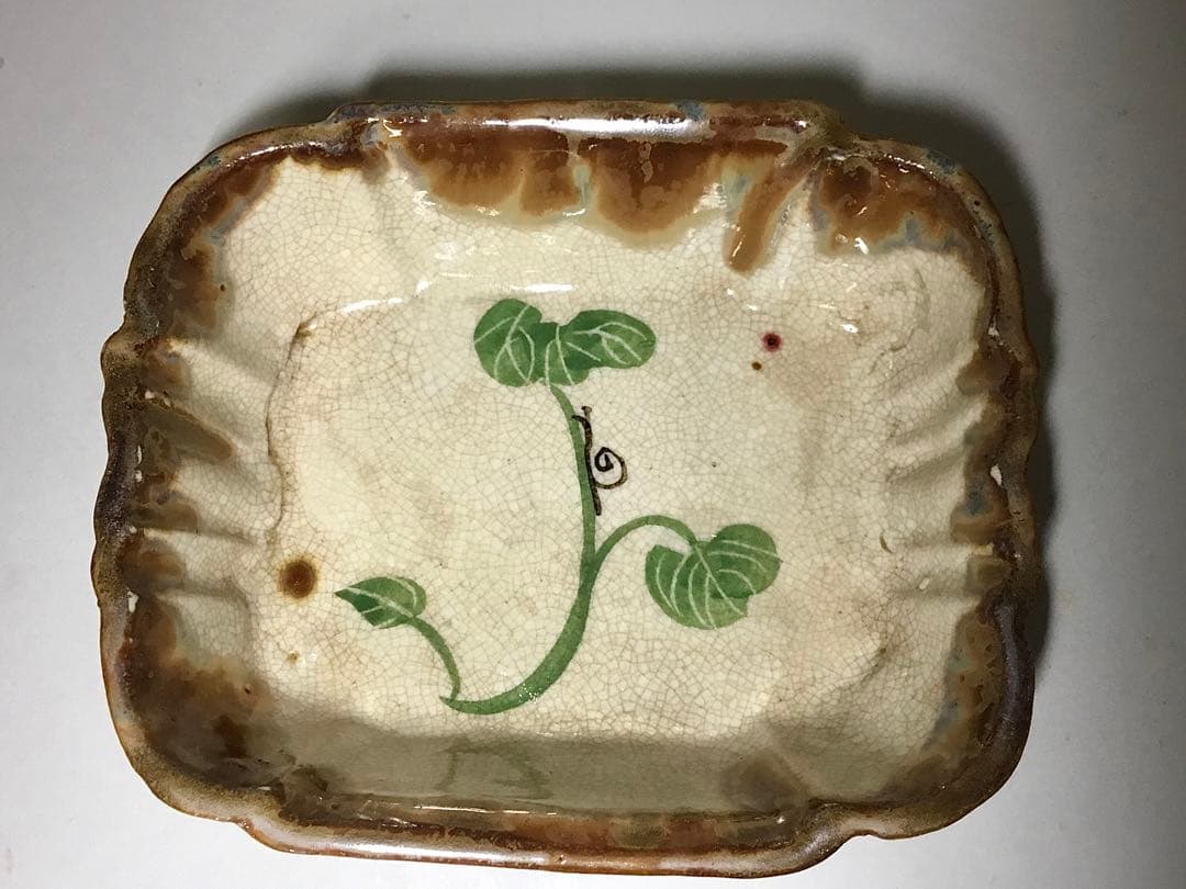 織部焼？◆角皿 ５個◆でんでん虫 カタツムリ 長皿 深皿 和食器 菓子皿