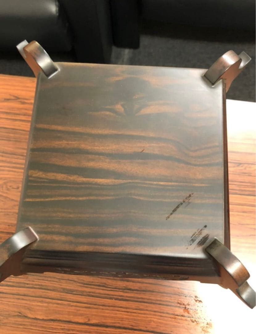 ミニ中卓　花台　香炉台　中国美術 唐木　アンティーク　レトロ　黒丹　⑥