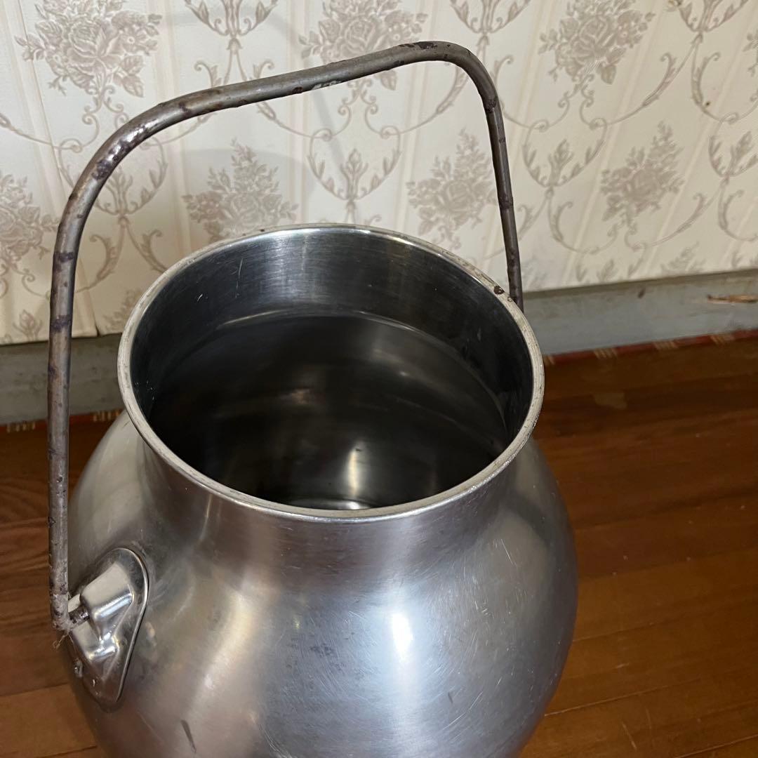 【アンティーク】昭和レトロ ステンレス ミルクタンク 牛乳缶 ジャンクガーデン