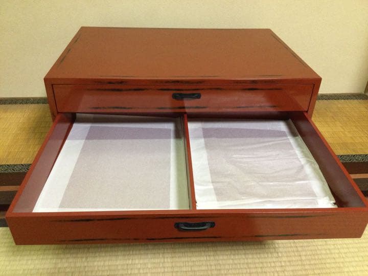 和歌山 紀州塗 根来塗箪笥 うるし塗装 中質繊維板 M