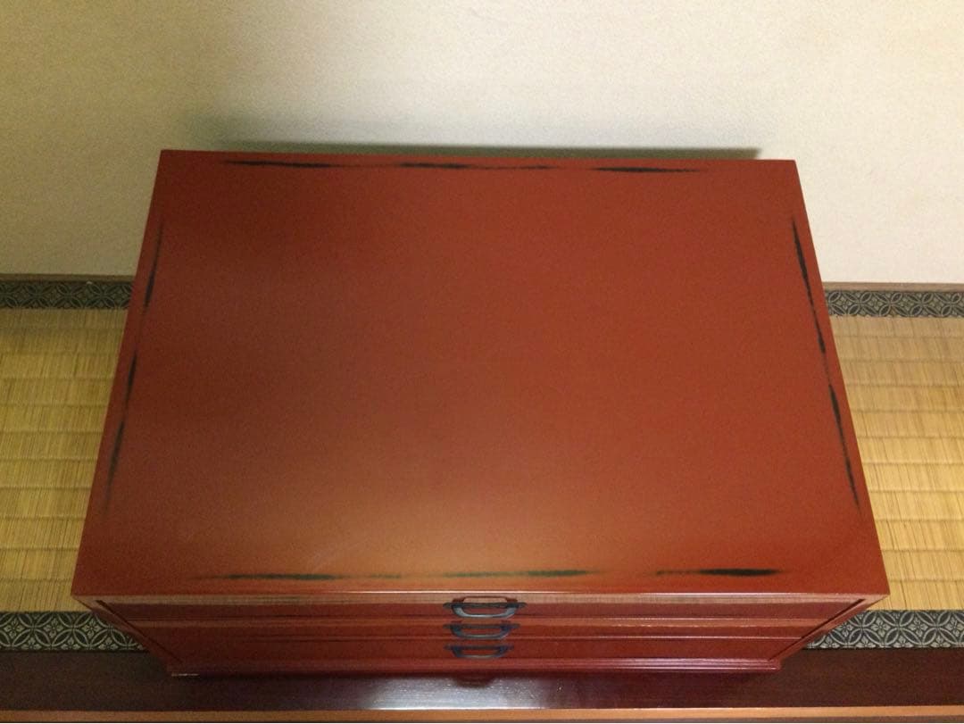 和歌山 紀州塗 根来塗箪笥 うるし塗装 中質繊維板 M