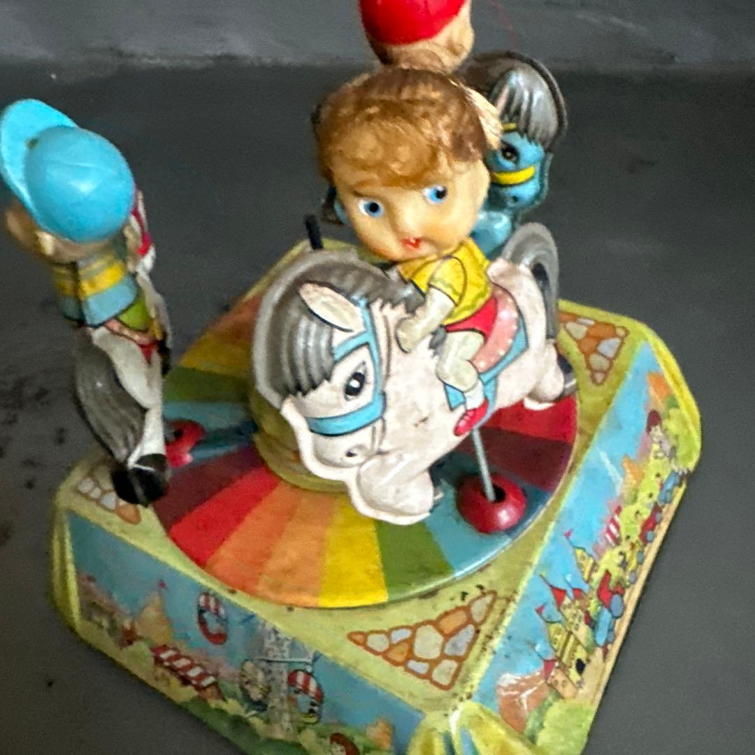 アンティーク ブリキメリーゴーランド カラフル