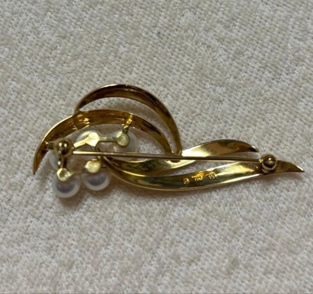 MIKIMOTO ミキモト アコヤ真珠 パール ブローチ K18 美品 正規品