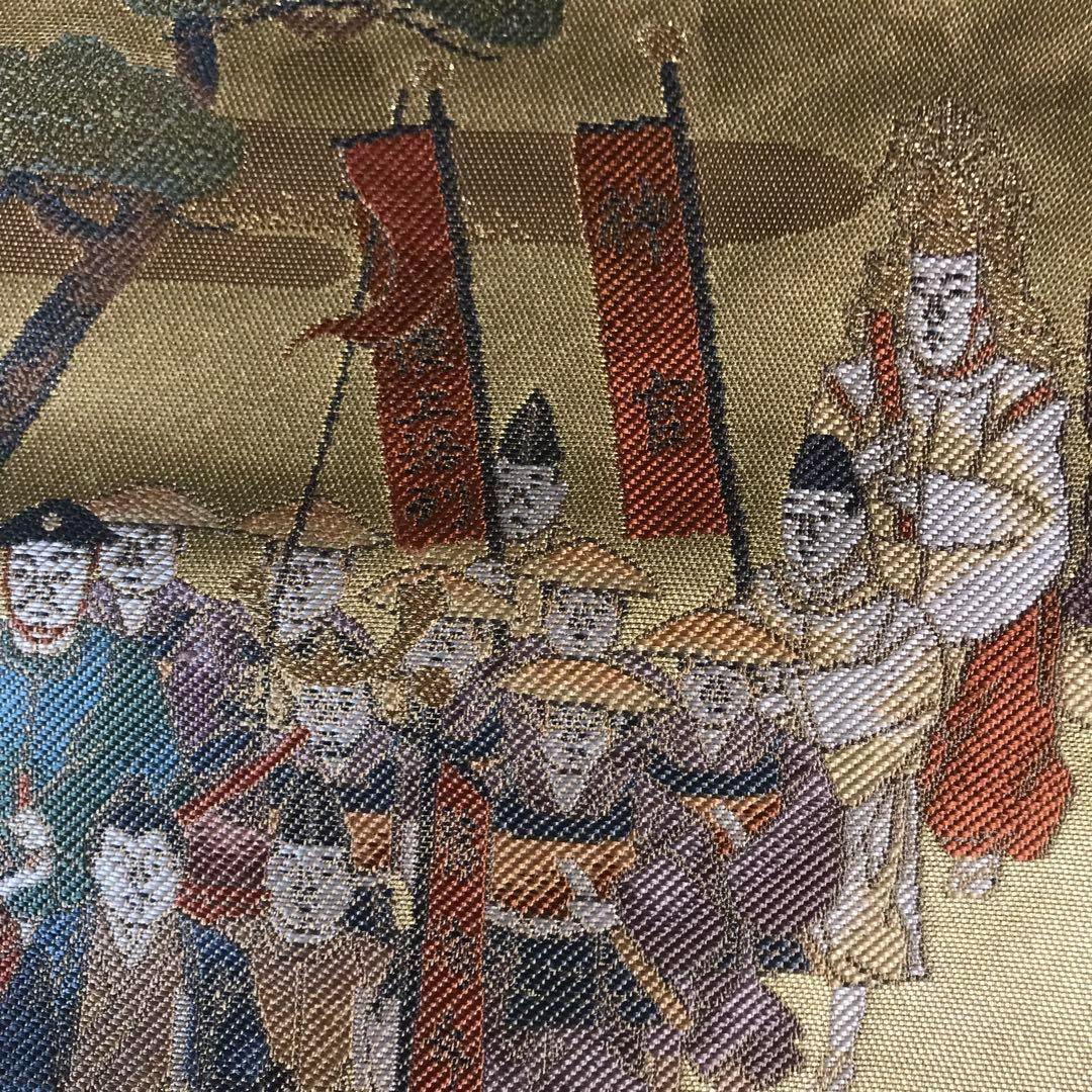 ZF-1041 袋帯 大名行列 金箔 高級 正絹 六通 希少