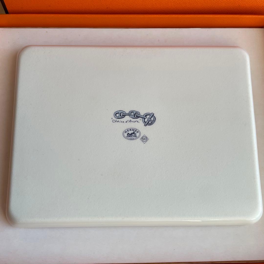 【未使用】HERMES シェーヌダンクル スクエアプレート トレイ 皿