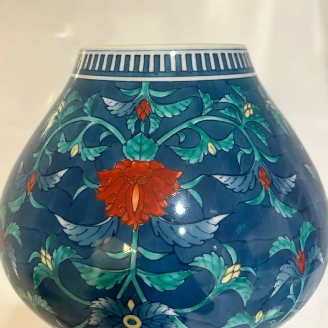 美品　有田焼　視行窯 池田視行作 染錦 花絵　花瓶　花器　伝統工芸　陶芸作家