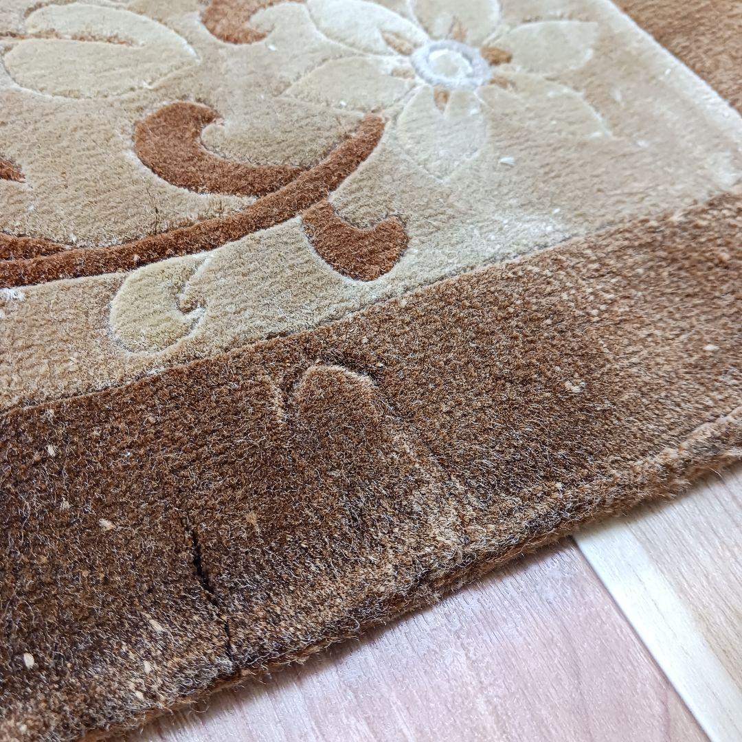 Y3281 中国段通 シルク100% 手織り スクエア 大判 262㎝