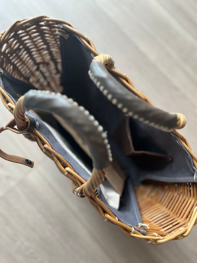 ebagos 「マルシェ」ブライドルレザー×紅籐GREY（定番トート） エバゴス