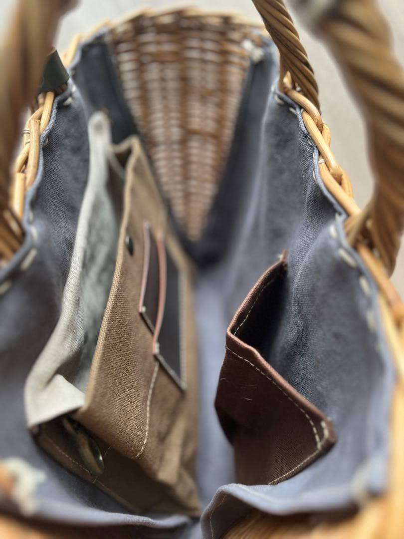 ebagos 「マルシェ」ブライドルレザー×紅籐GREY（定番トート） エバゴス