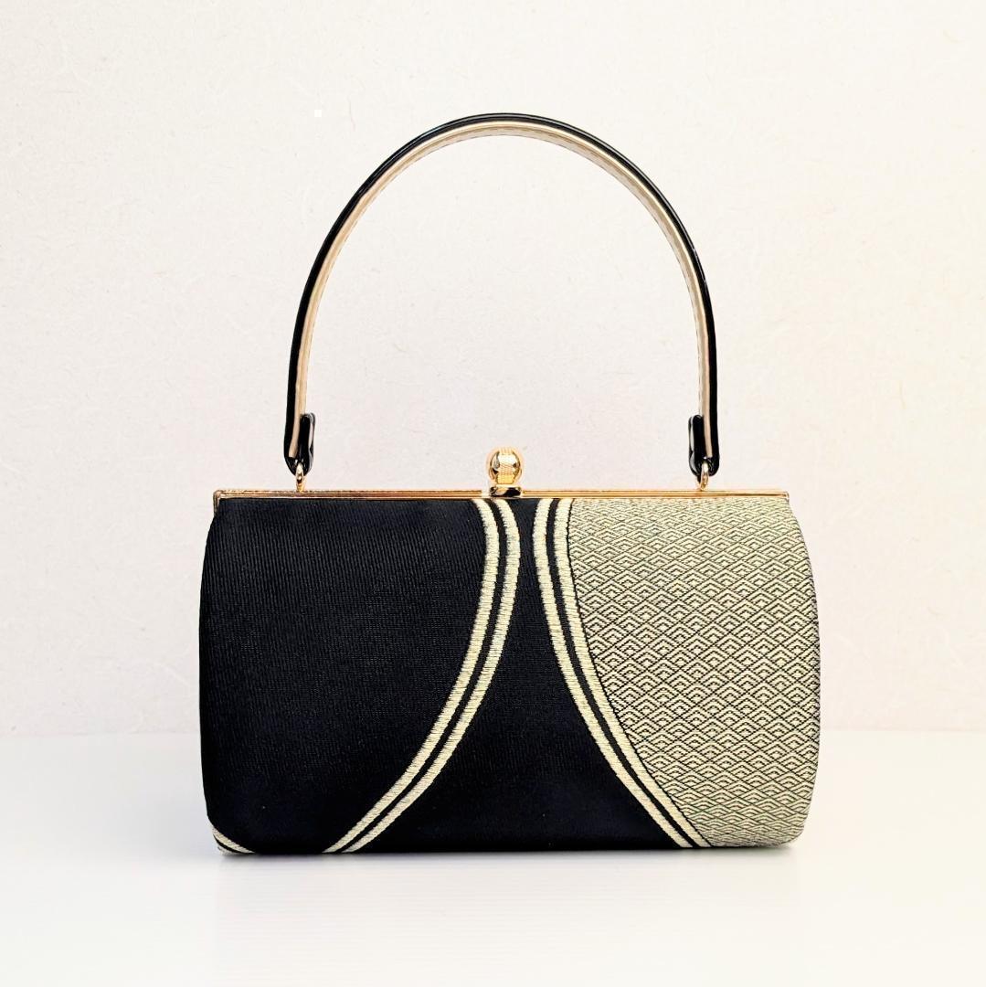和装 草履バッグセット 帯地 黒×金 3枚芯 フリーサイズ k19-5