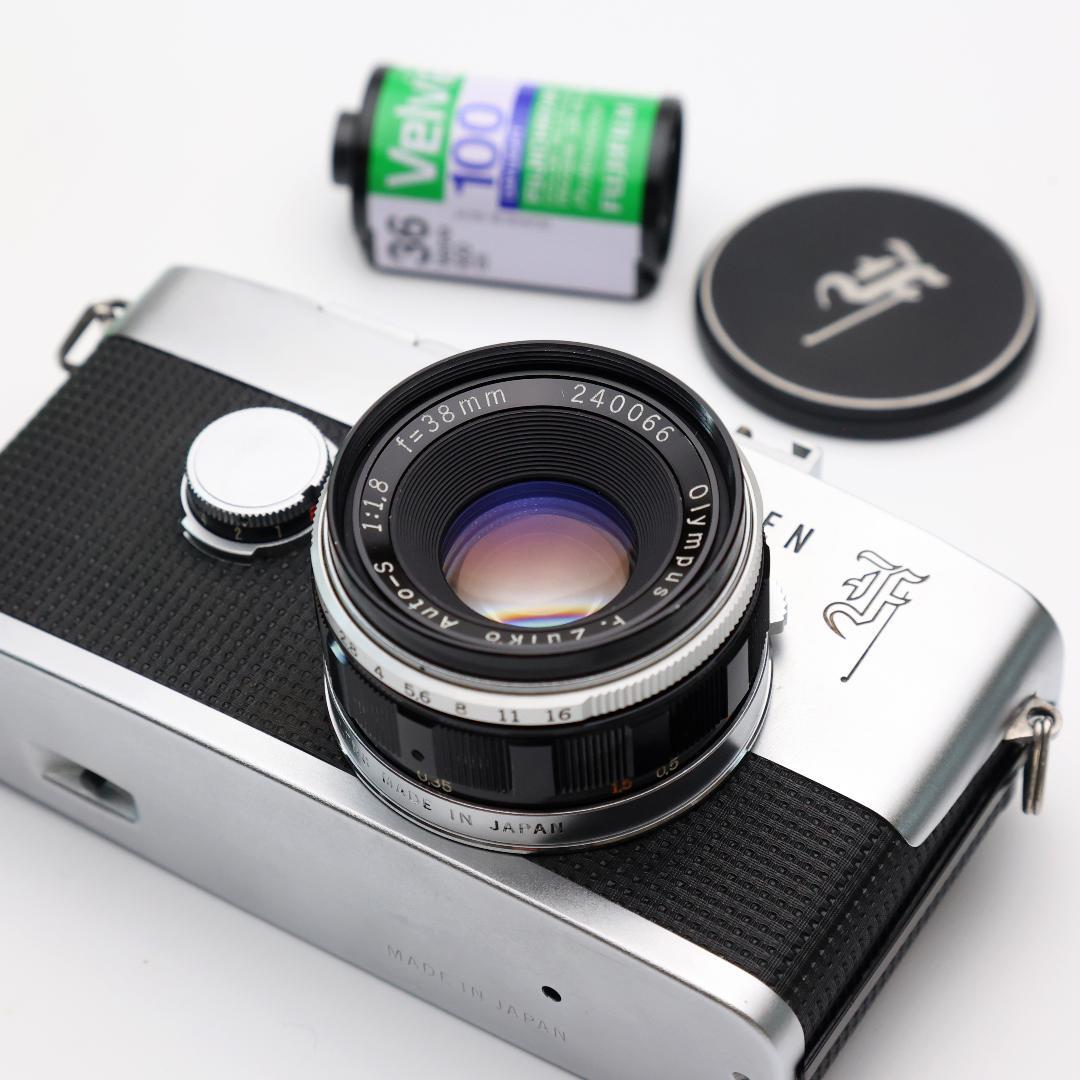 【整備済】オリンパス PEN F ハーフ一眼 38mm F1.8 シュー付！